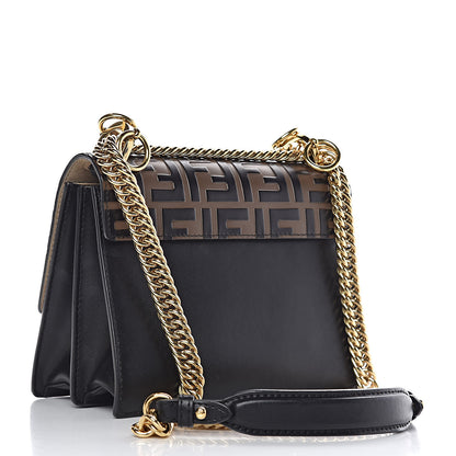 Fendi Vitello Liberty Bi-Color FF 1974 Embossed Small Kan I Shoulder Bag Black Maya 3 of 9
