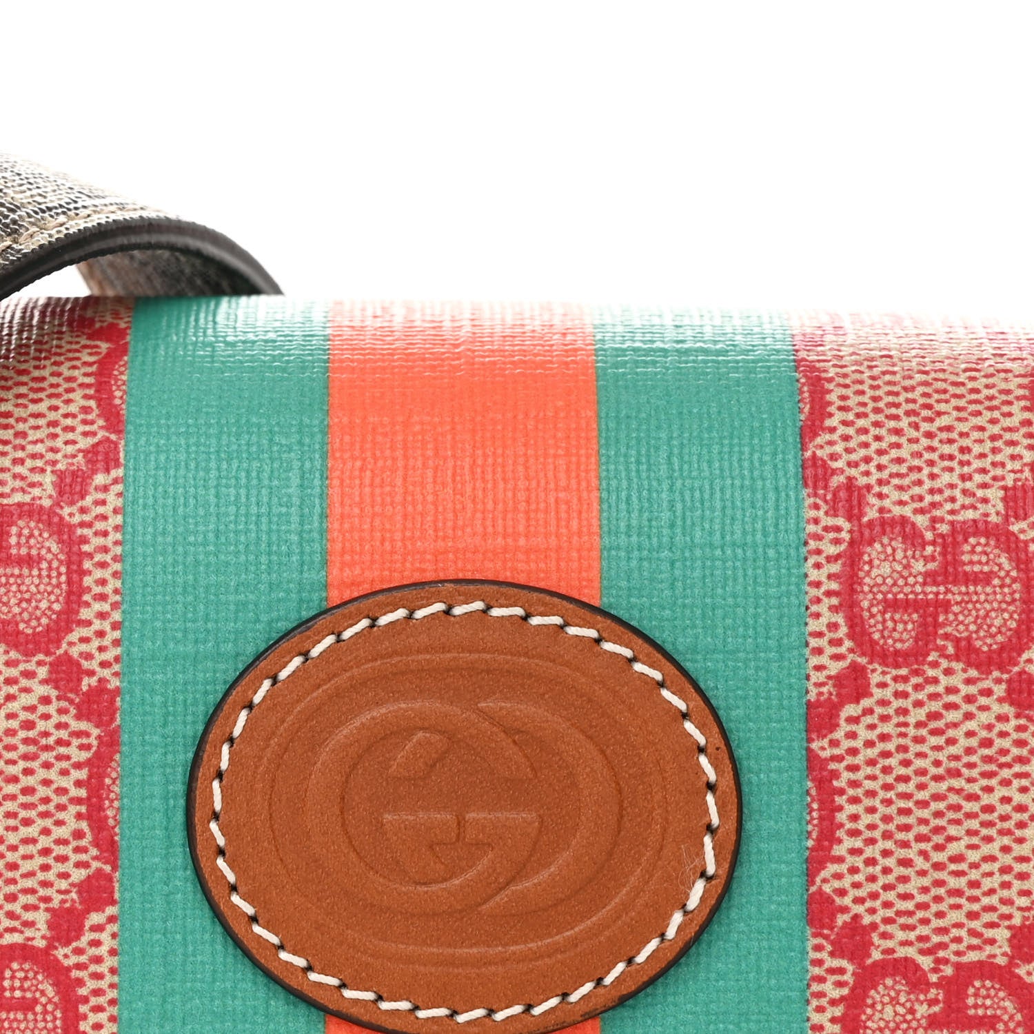 Gucci X DANS LE VERT GG Supreme Monogram Cuoio Web Mini Retro Interlocking G Top Handle Beige Rosso Ebony Harness Brown 8 of 10