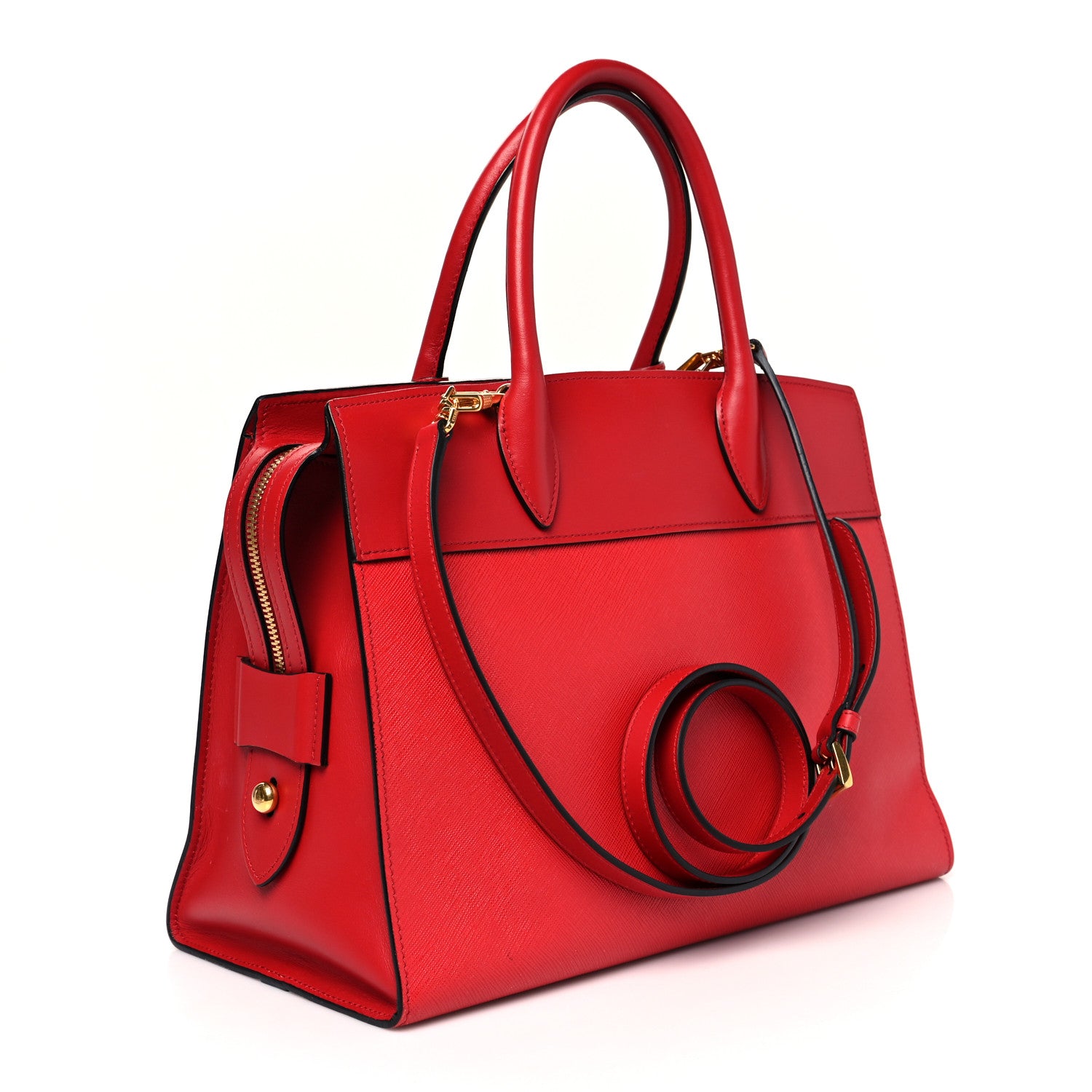 Prada Saffiano City Calfskin Medium Esplanade Tote Rosso 2 of 7