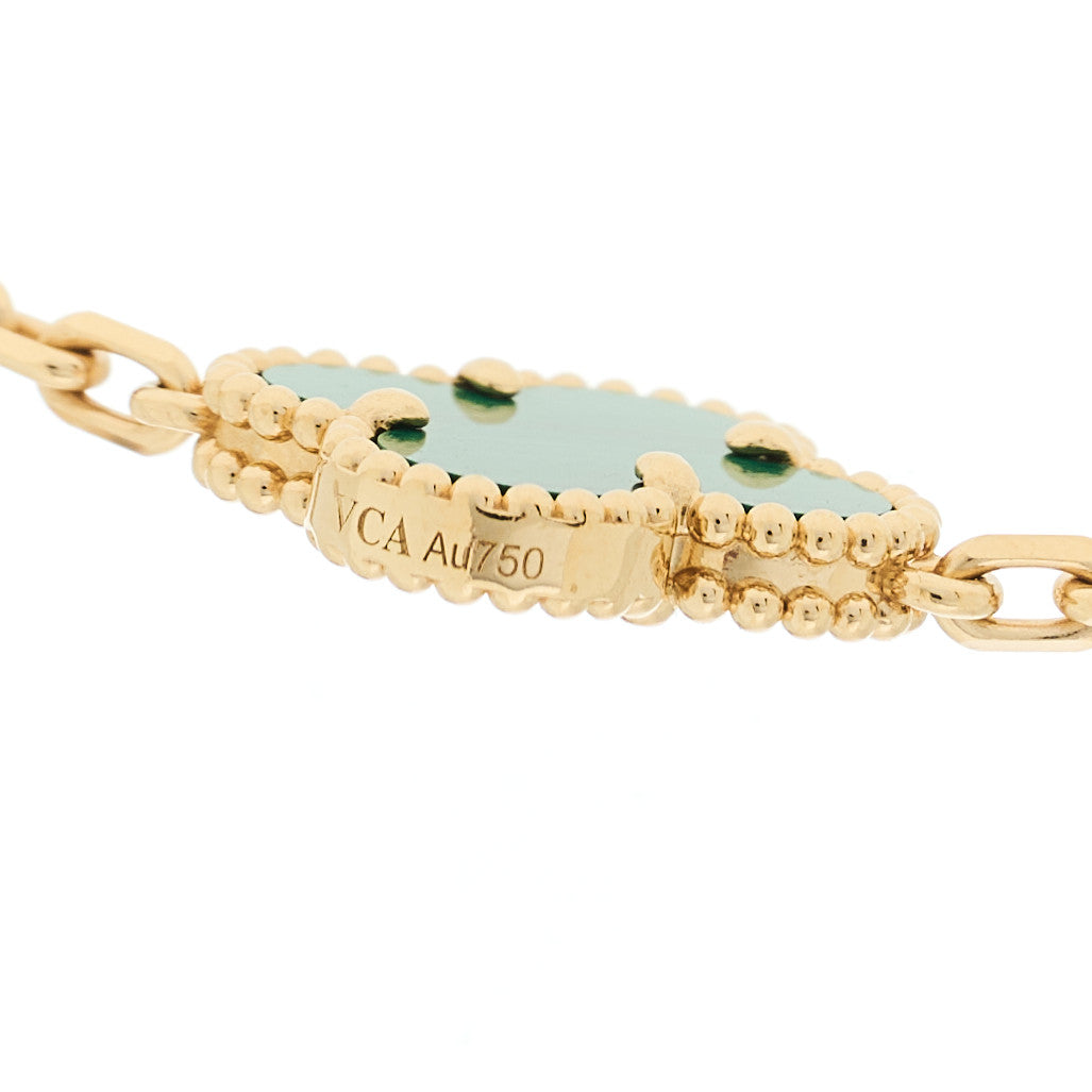 Van Cleef & Arpels 18K Yellow Gold Malachite 10 Motifs Vintage Alhambra Necklace 3 of 7