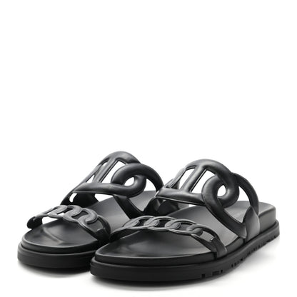 Hermes Nappa Extra Sandals 36.5 Black 3 of 8