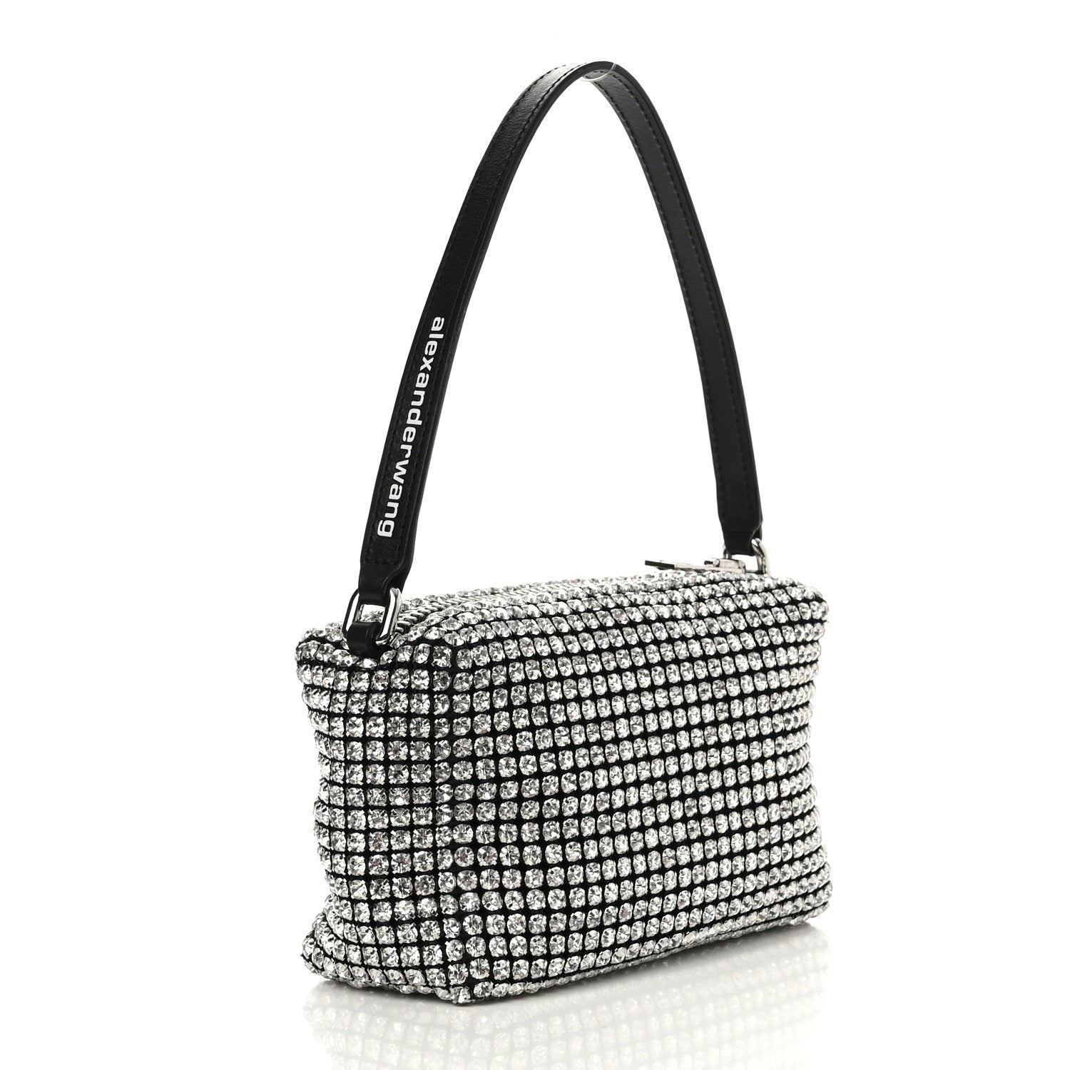Alexander Wang Mesh Crystal Rhinestone Mini Heiress Pouch Black Silver 3 of 11
