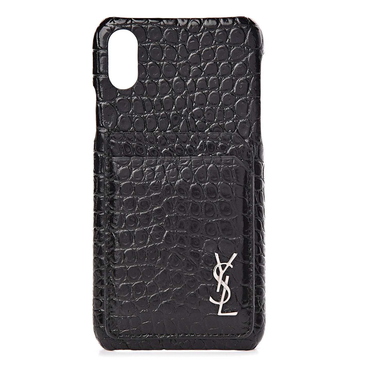 Calfskin Crocodile Embossed iPhone XS Case Black