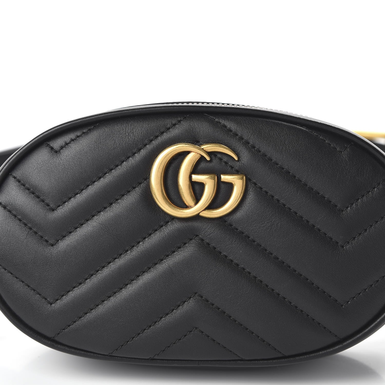 Gucci Calfskin Matelasse GG Marmont Belt Bag 95 38 Black 10 of 11