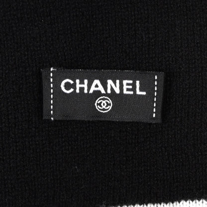 Chanel Cashmere Quilted CC Beanie Hat White Black 6 of 6