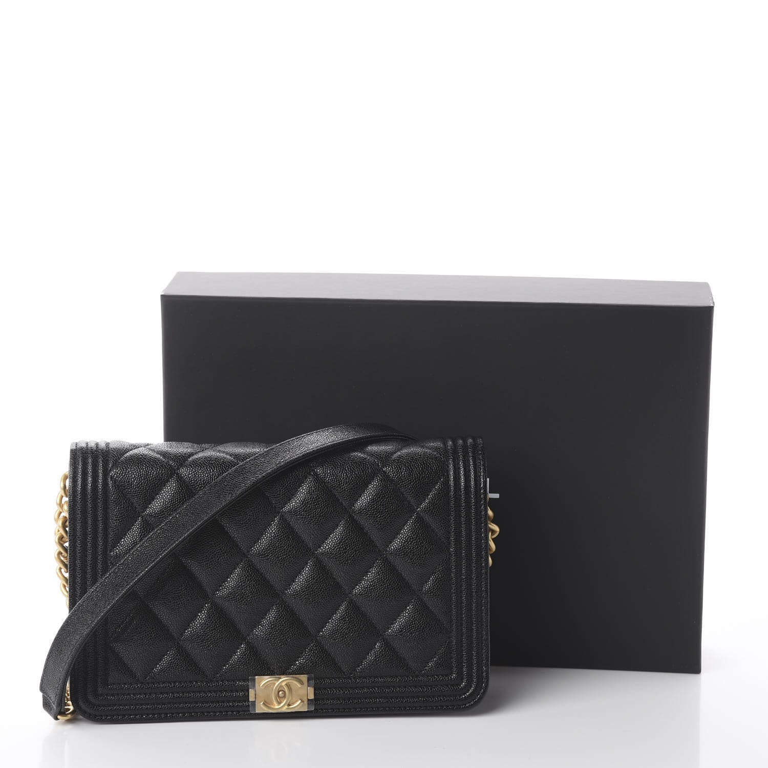 Chanel Caviar Quilted Boy Wallet On Chain WOC Black 11 of 11