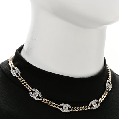 Chanel Crystal Chain CC Link Choker Gold Silver 2 of 5