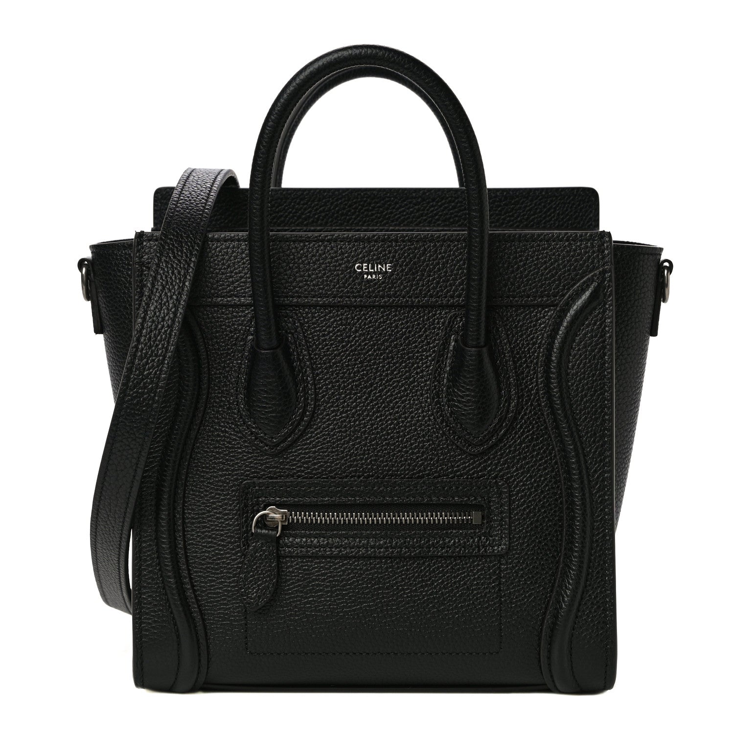 Celine Drummed Calfskin Nano Luggage Black 1 of 11