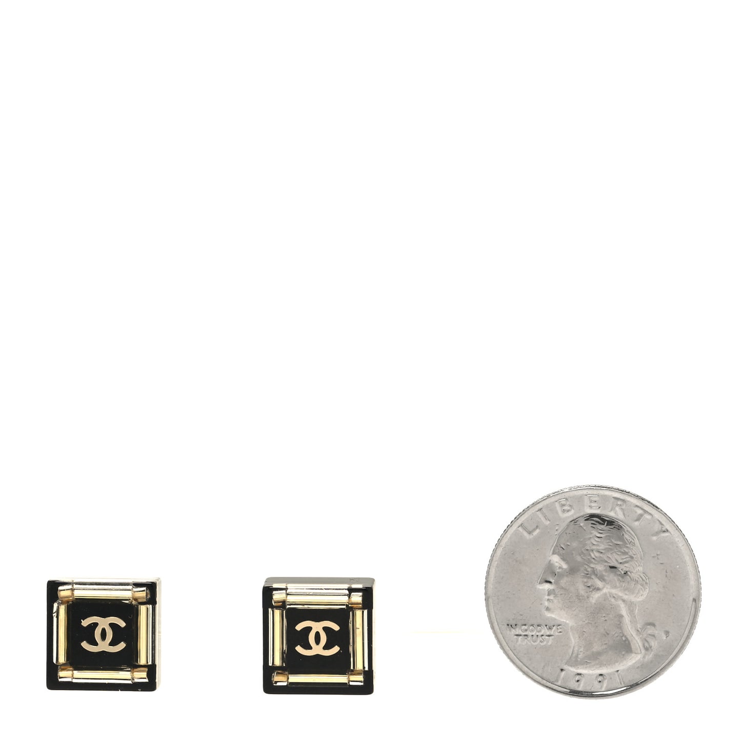 Crystal CC Square Charm Earrings Black