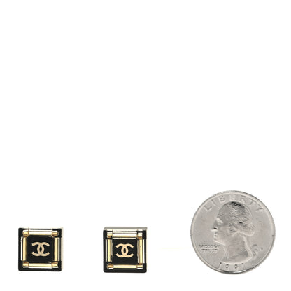 Chanel Crystal CC Square Charm Earrings Black 2 of 4