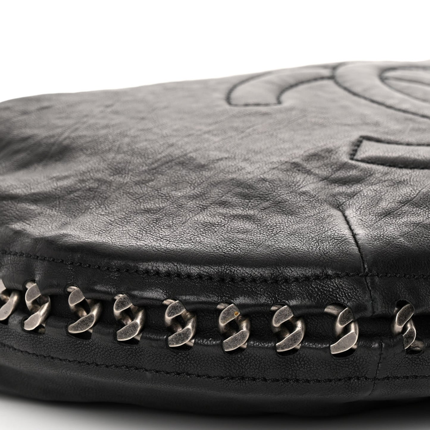 Calfskin Modern Chain Hobo Black