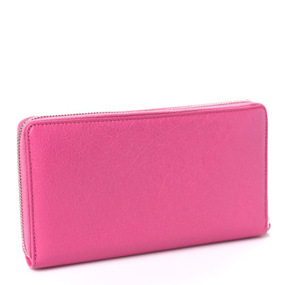 Balenciaga Agneau Classic Silver Hardware Continental Zip Around Wallet Rose Flamingo 3 of 8