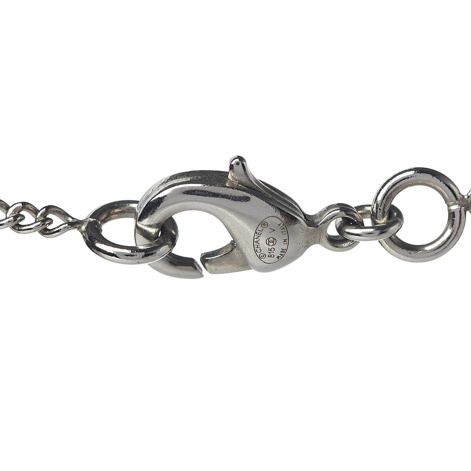 Chanel Pearl Twisted CC Drop Necklace Silver 4 of 5