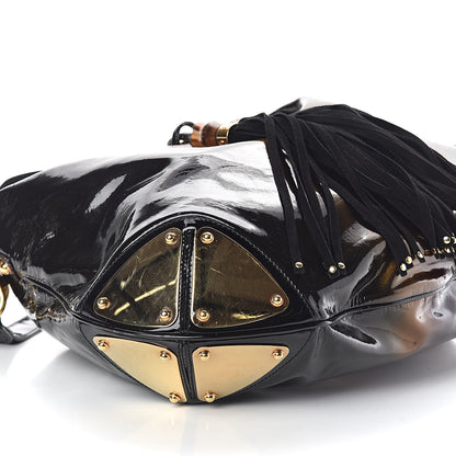 Gucci Patent Large Indy Top Handle Hobo Bronze Black 8 of 9