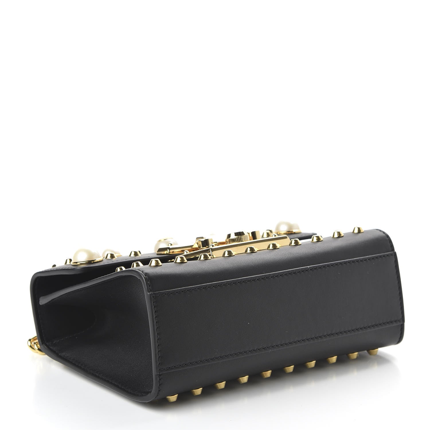Gucci Calfskin Studded Small Padlock Shoulder Bag Black 4 of 10