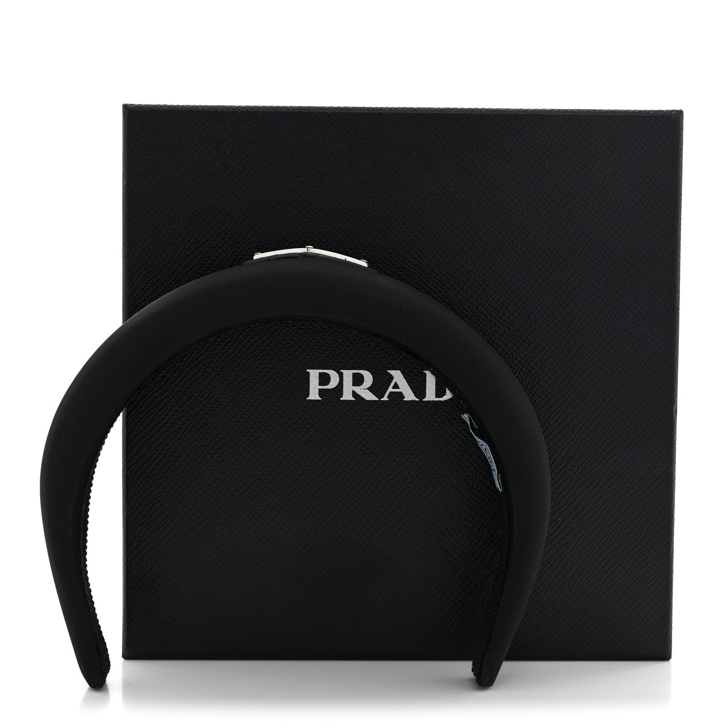 Prada Re-Nylon Metal Triangle Logo Headband Black 7 of 7