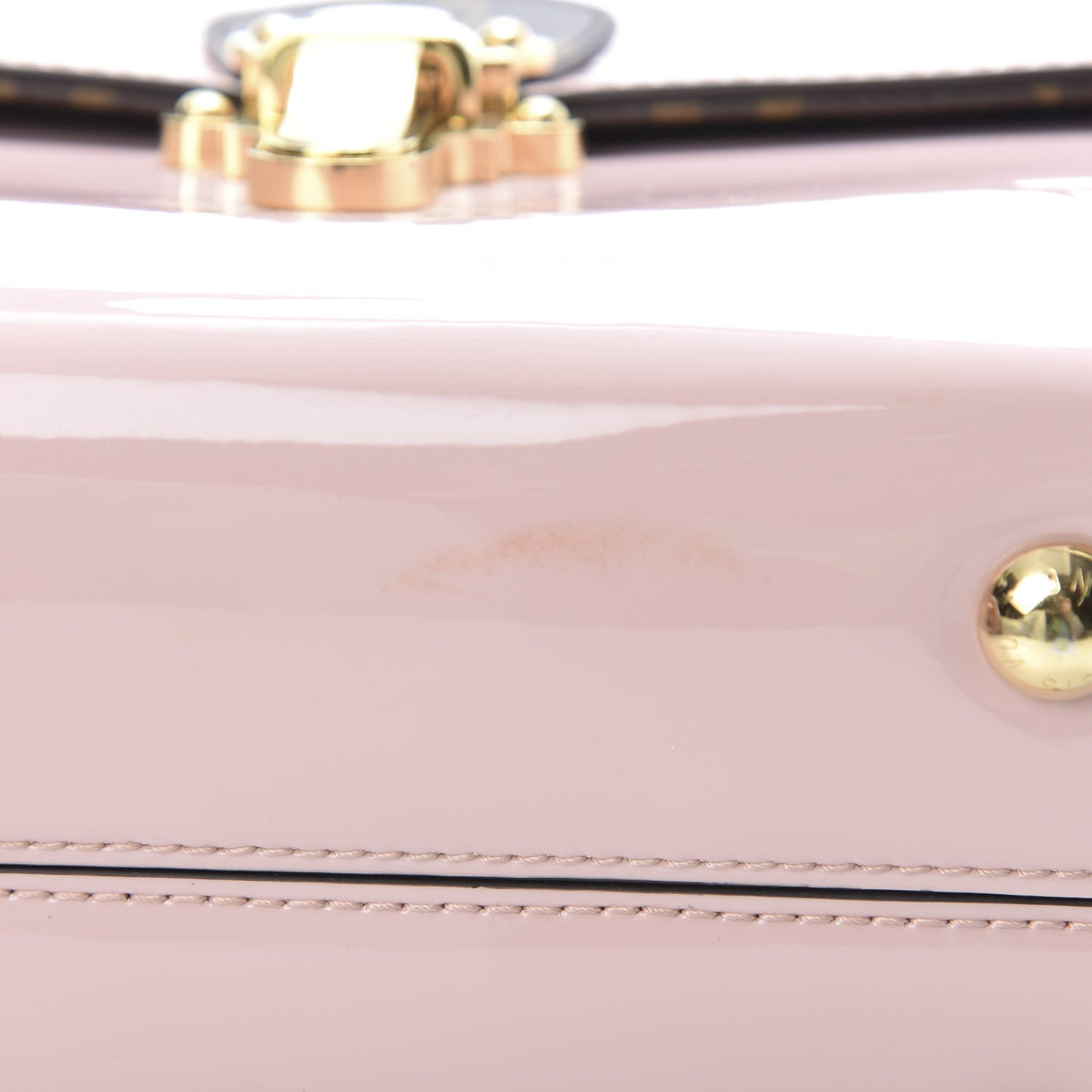 Patent Calfskin Monogram Cherrywood PM Rose Ballerine