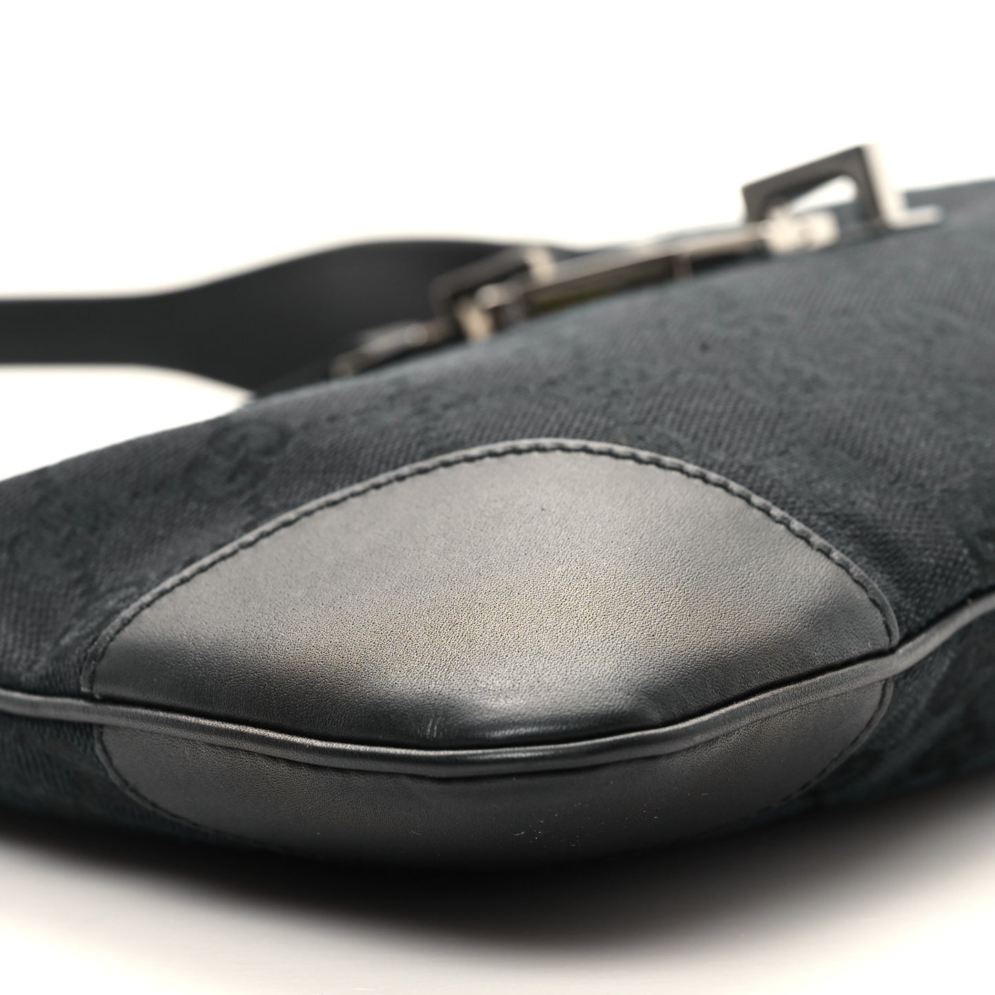 Monogram Lobster Clasp Jackie O Hobo Black