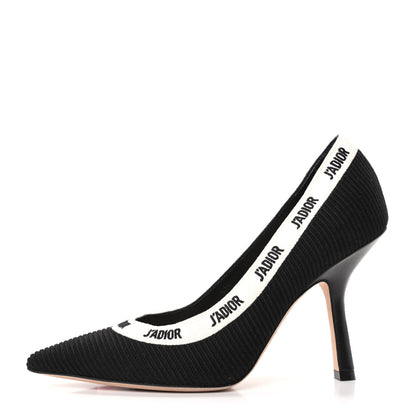 Christian Dior Technical Canvas Ribbon Embroidered J'Adior 100mm Pumps 36.5 Black 1 of 10