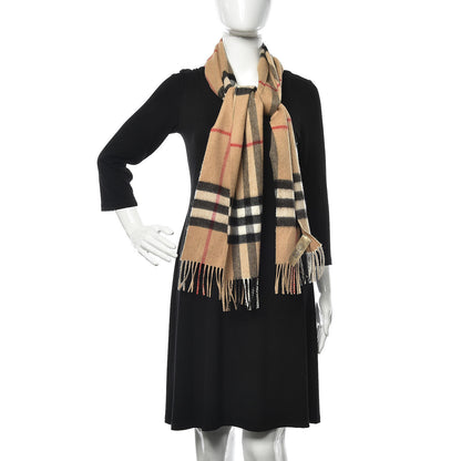 Burberry Cashmere Giant Heritage Check Fringe Scarf Camel 2 of 5