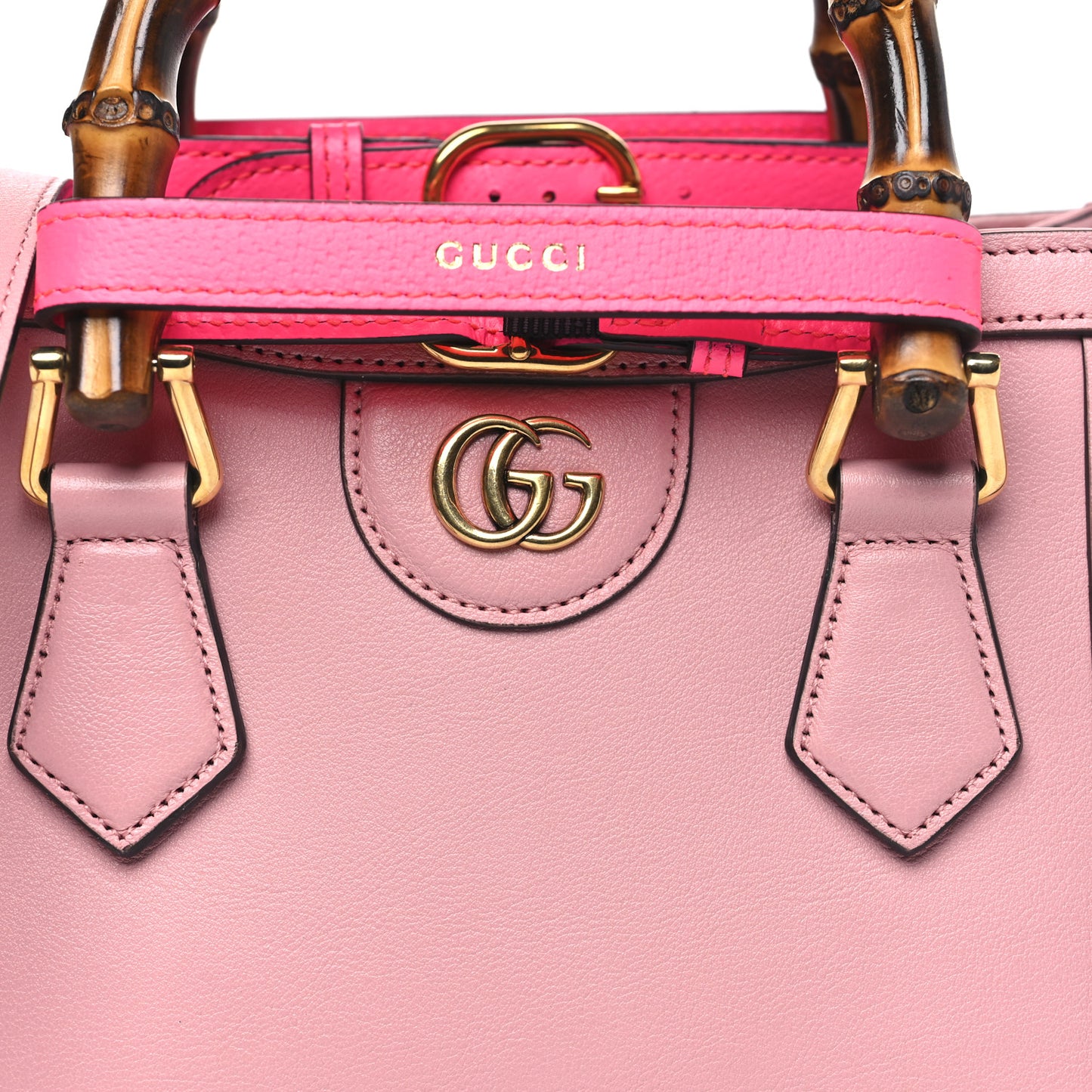 Wonka Grain Calfskin Mini Diana Tote Bag Wild Rose Fuxia Fluo