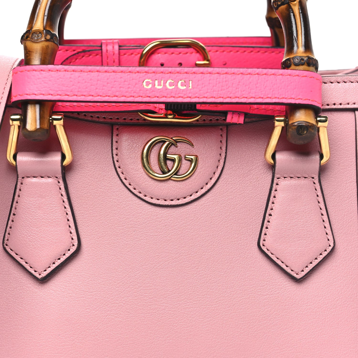 Gucci Wonka Grain Calfskin Mini Diana Tote Bag Wild Rose Fuxia Fluo 8 of 10