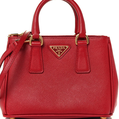 Prada Saffiano Lux Micro Galleria Double Zip Tote Fuoco 9 of 12