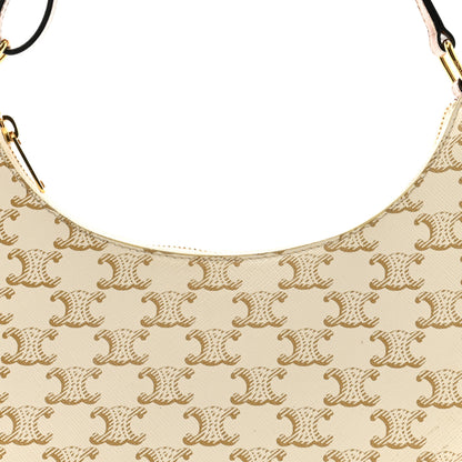 Celine Canvas Calfskin Ava Triomphe Shoulder Bag White 7 of 12