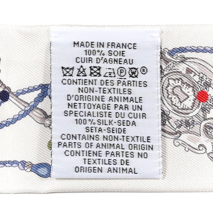 Hermes Silk Calfskin Les Cles A Pois Fringed Twilly Creme Gris Perle Multicolor Creme 3 of 4