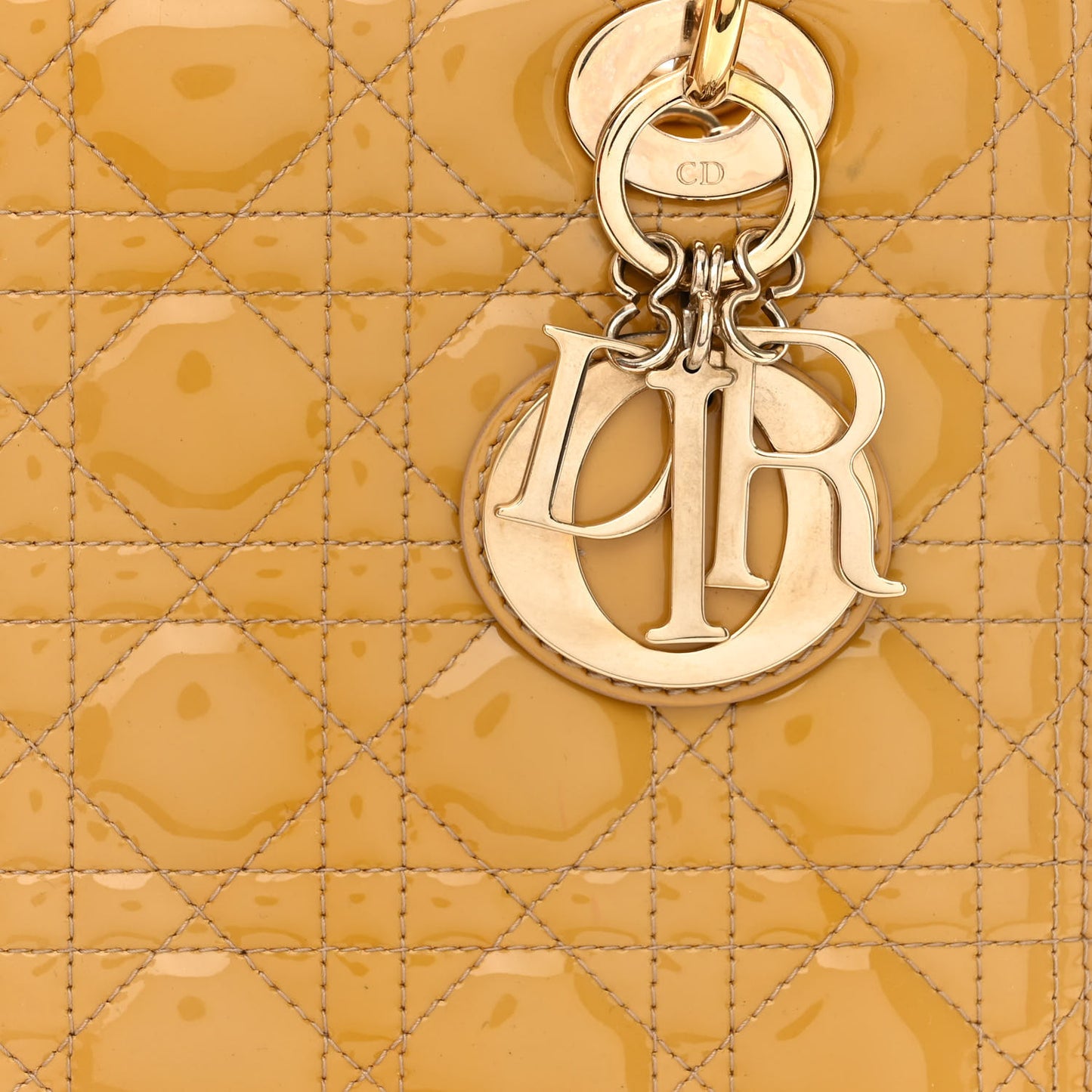 Patent Cannage Medium Lady Dior Beige