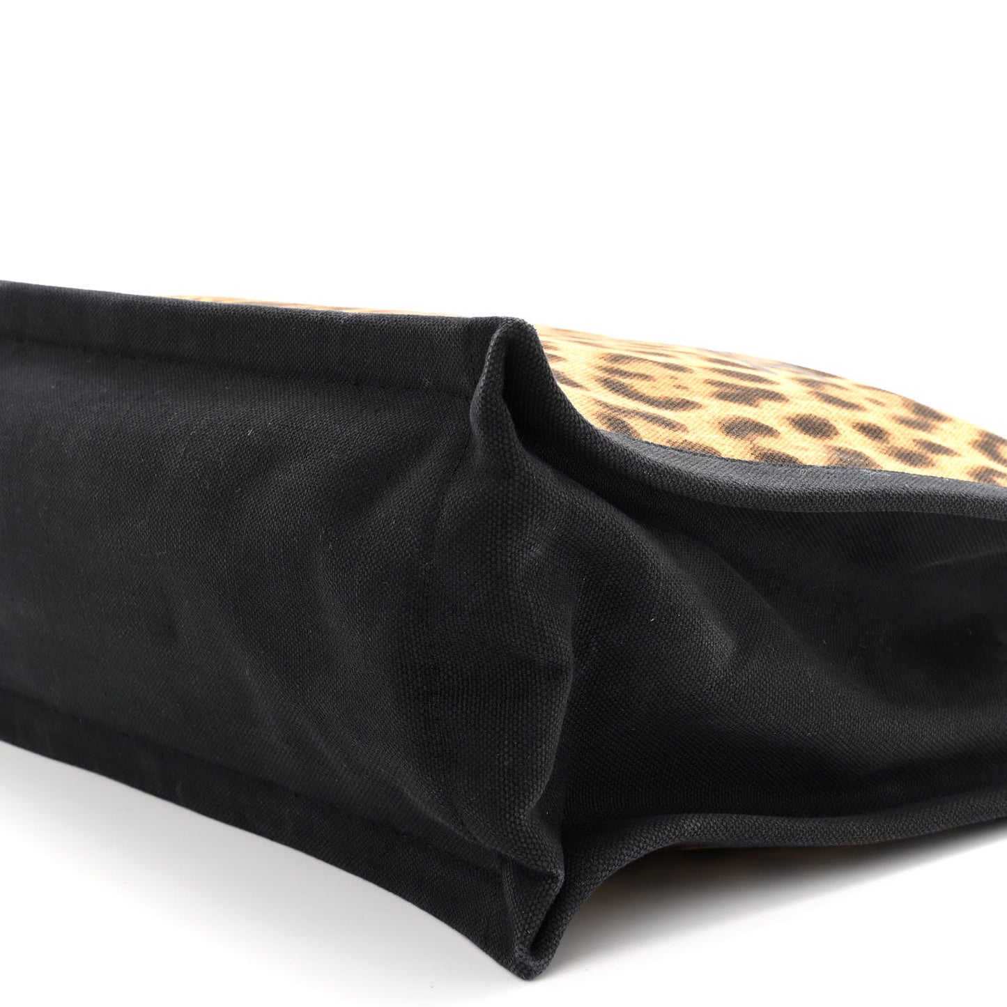 Canvas Calfskin Leopard Print Rive Gauche Noe Tote Natural Black