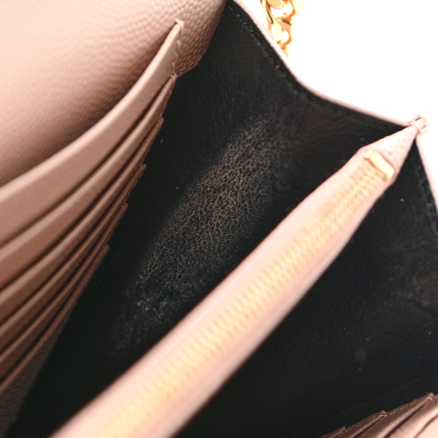 Grain De Poudre Matelasse Chevron Monogram Chain Wallet Pale Blush
