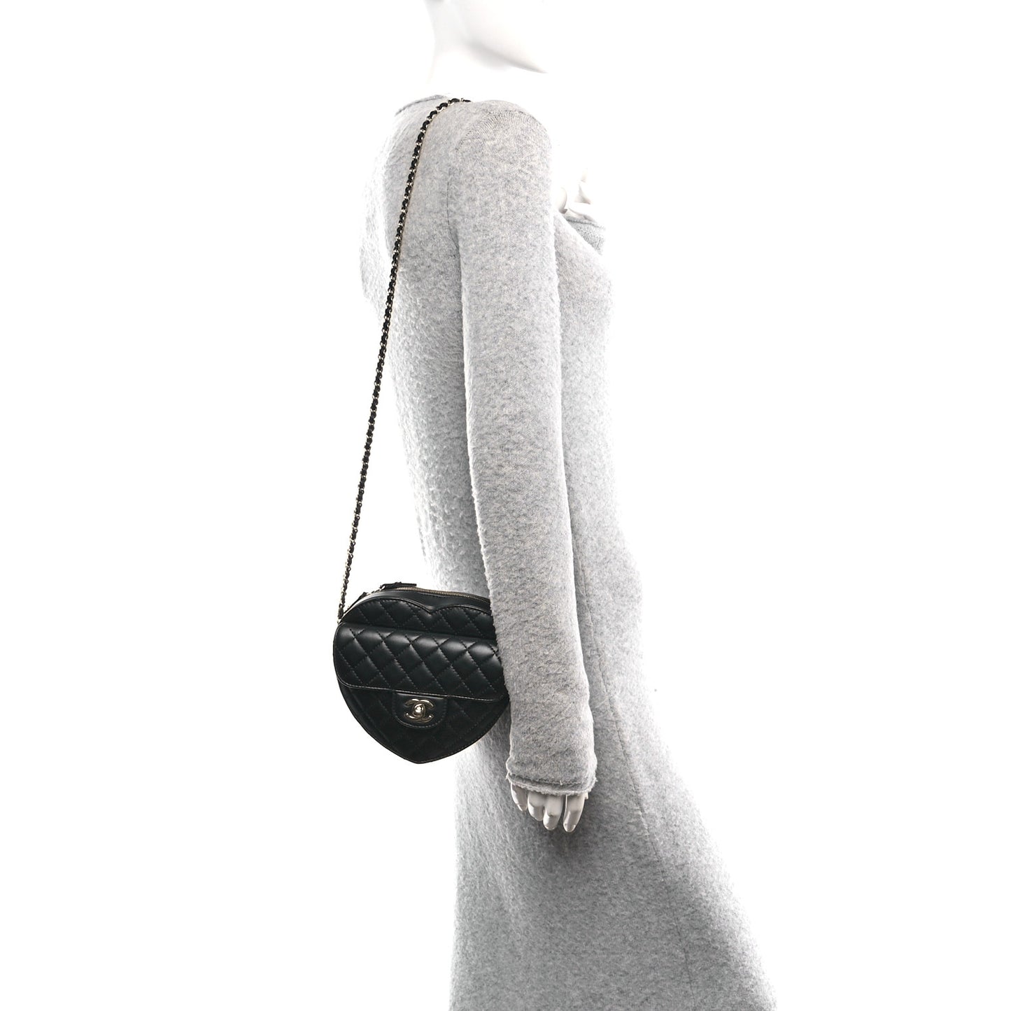 Lambskin Quilted CC In Love Heart Bag Black