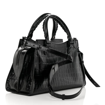 Balenciaga Semi Shiny Calfskin Crocodile Embossed Neo Classic Black Hardware S City Black 2 of 12