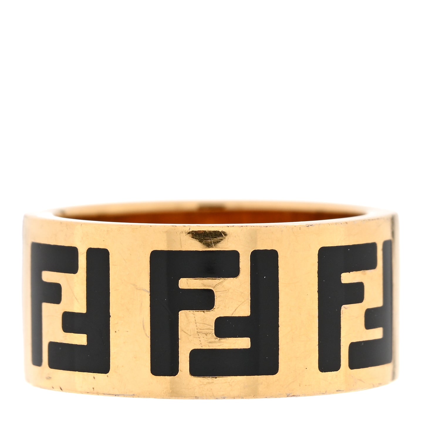 Metal Enamel Forever Fendi Ring L 58 8.25 Gold Black