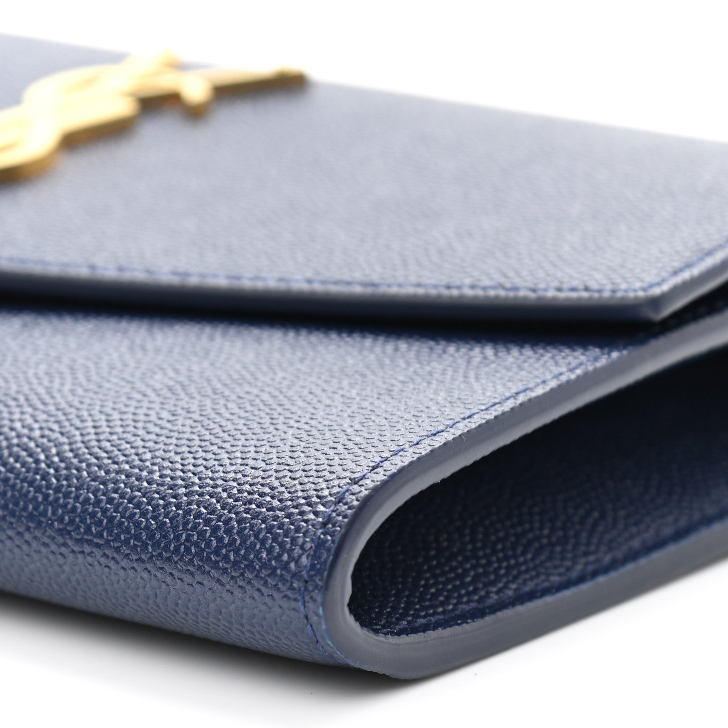 Saint Laurent Grain De Poudre Monogram Uptown Chain Wallet Blue Charron 11 of 13