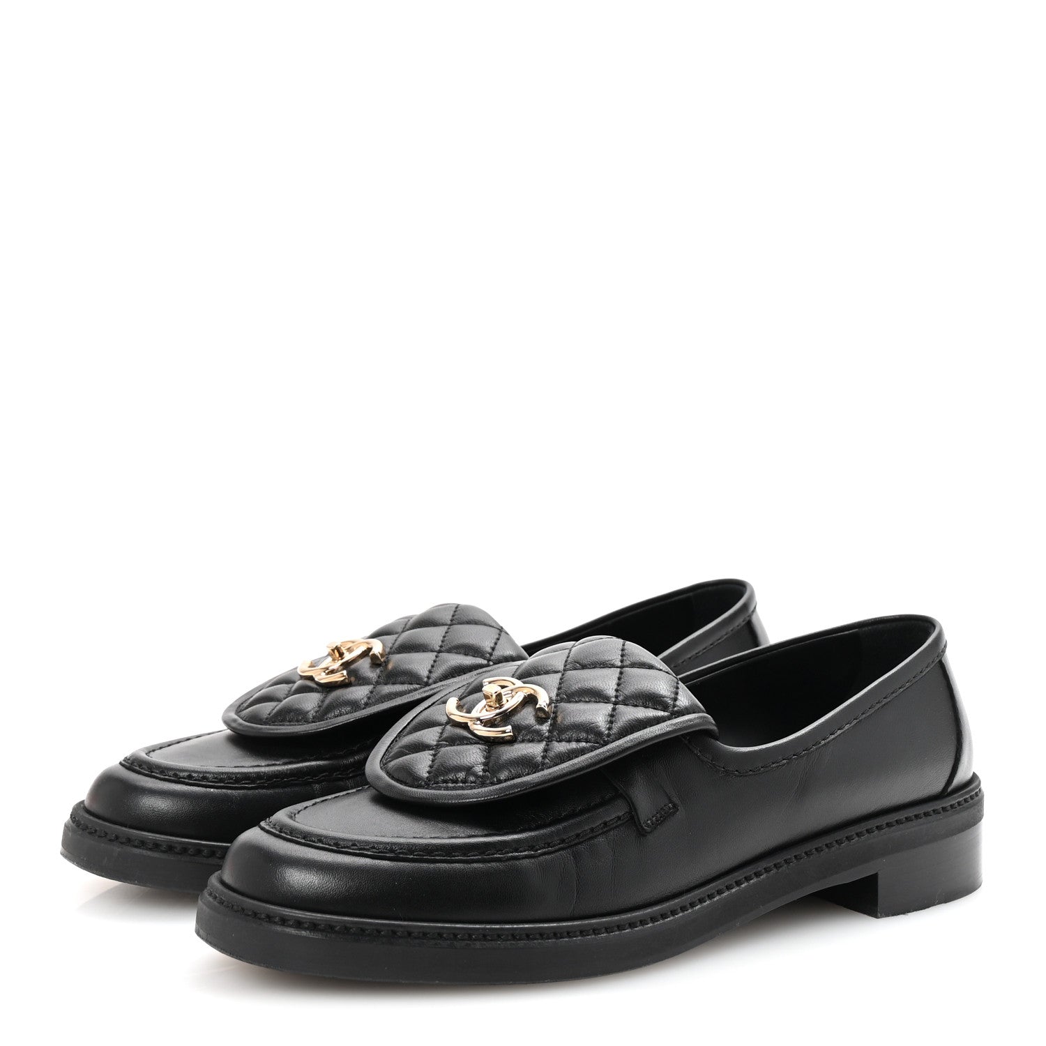 Chanel Lambskin Quilted CC Turnlock Loafers 40.5 Black 4 of 10