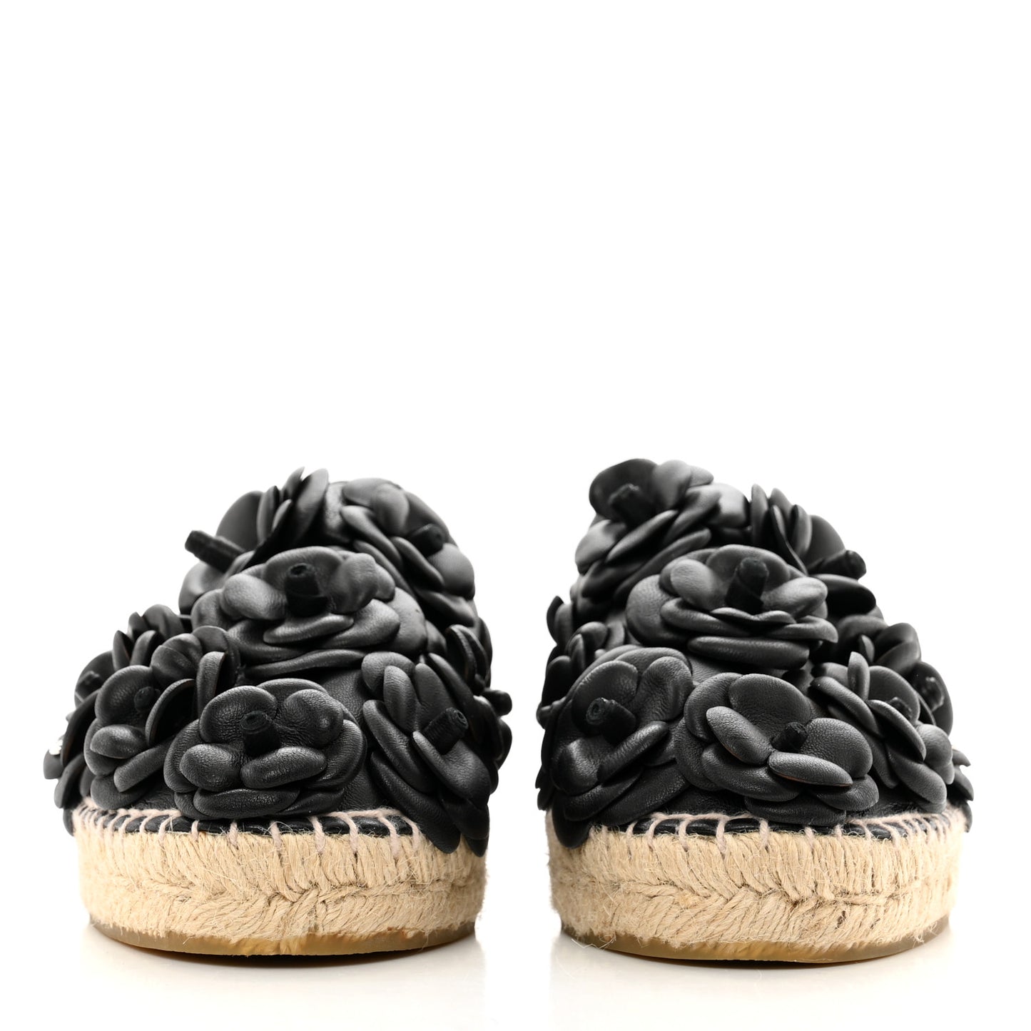 Lambskin Camellia CC Espadrilles 37 Black