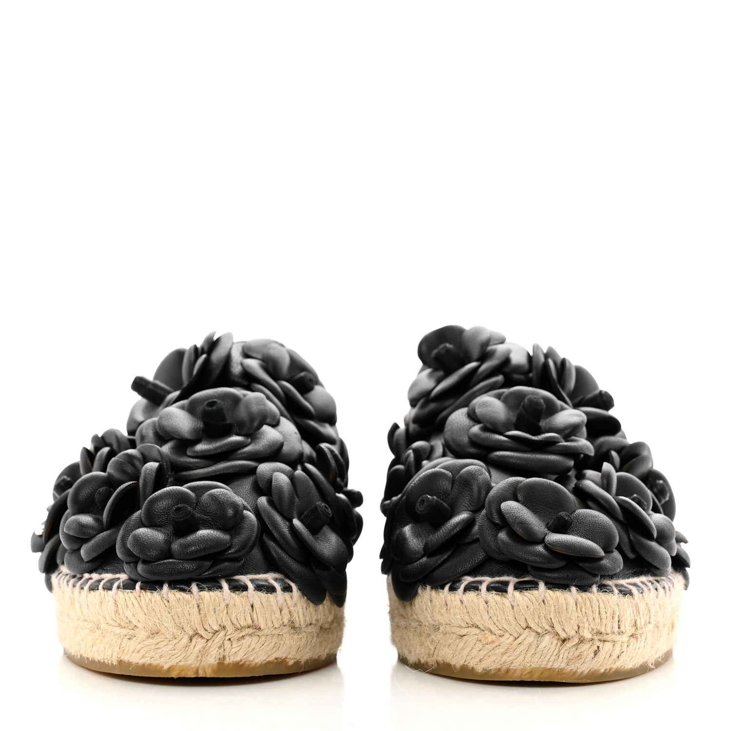 Chanel Lambskin Camellia CC Espadrilles 37 Black 2 of 7