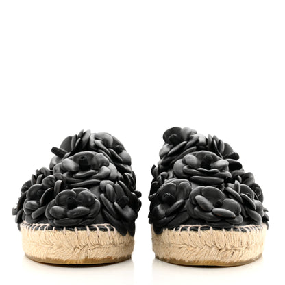 Chanel Lambskin Camellia CC Espadrilles 37 Black 2 of 7
