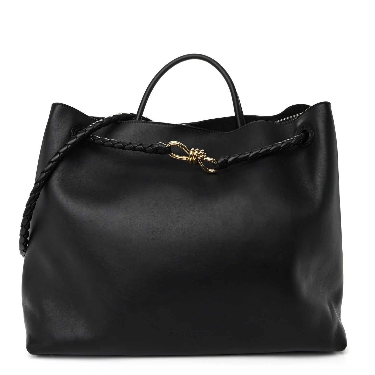 Silky Calfskin Large Andiamo Shoulder Bag Black