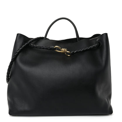 Bottega Veneta Silky Calfskin Large Andiamo Shoulder Bag Black 1 of 9
