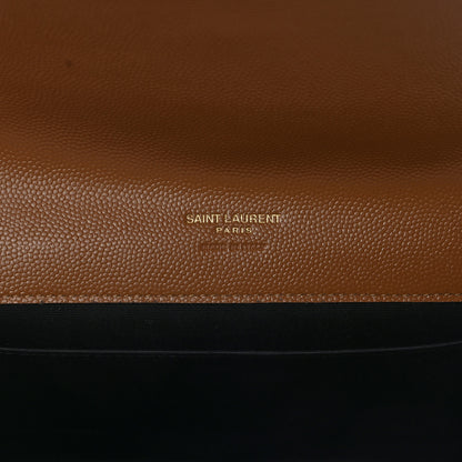 Saint Laurent Grain De Poudre Matelasse Chevron Monogram Cassandre Flap Pouch Natural Dark 6 of 6