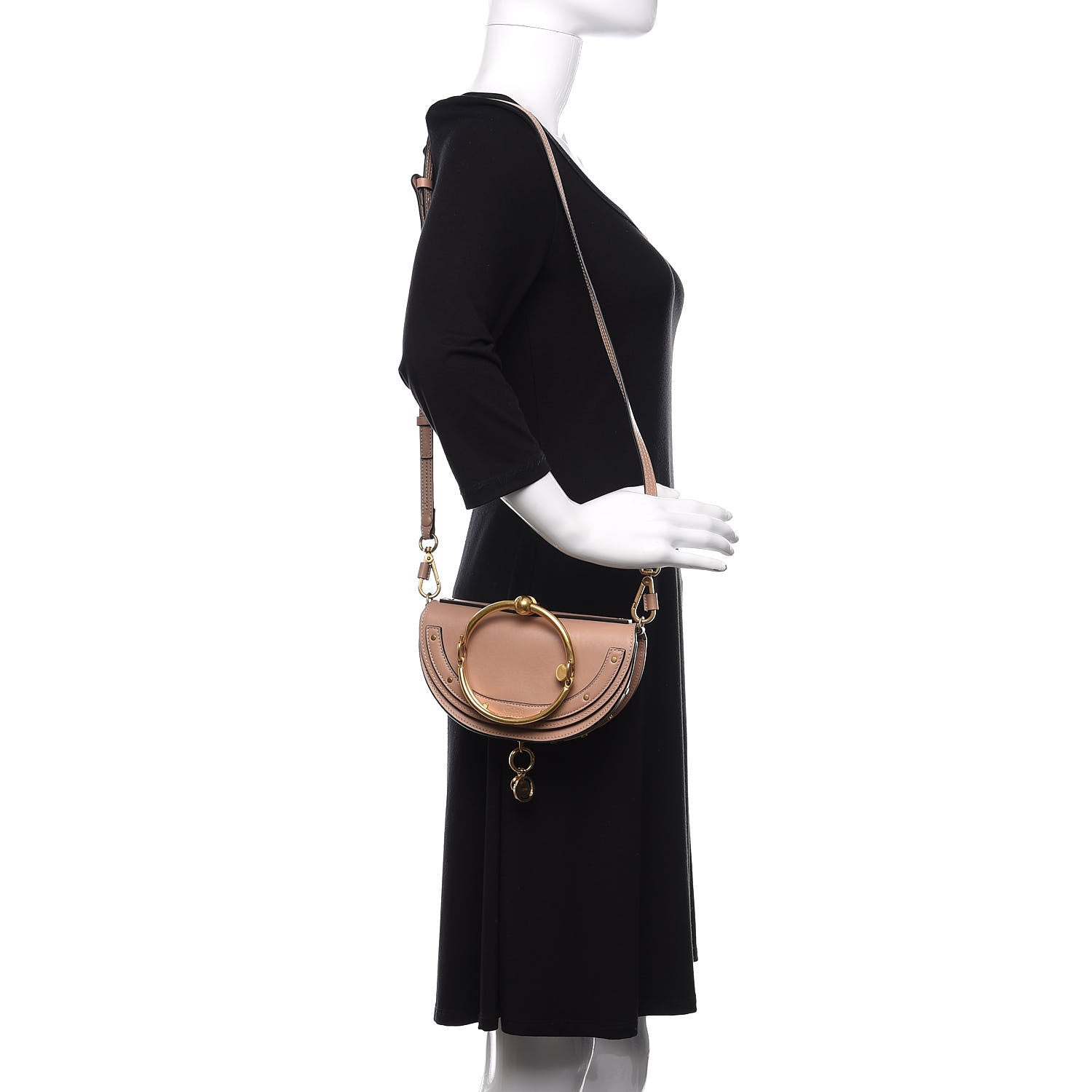 Chloe Calfskin Small Nile Bracelet Minaudiere Bag Biscotti Beige 2 of 12