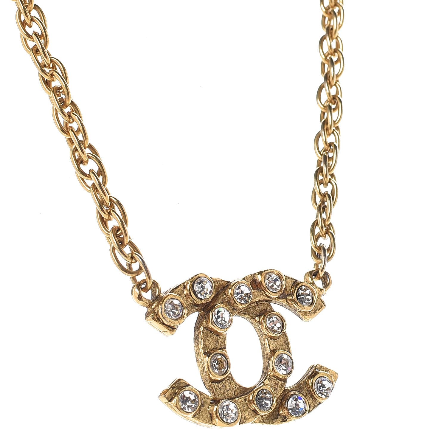 Chanel Crystal Chain CC Necklace Gold 4 of 6