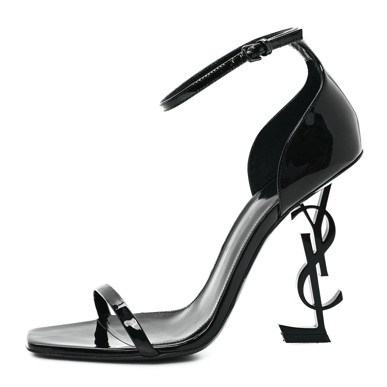 Saint Laurent Patent Calfskin Opyum 110 Sandals 39.5 Black 1 of 9