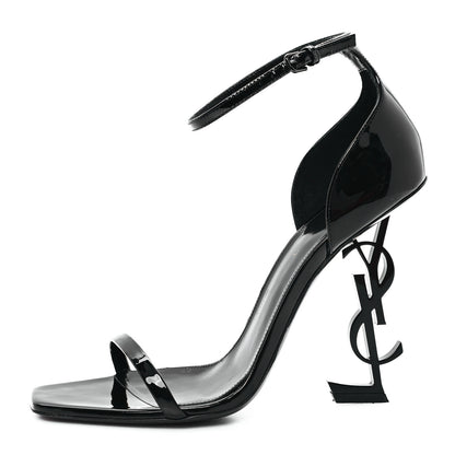 Saint Laurent Patent Calfskin Opyum 110 Sandals 39.5 Black 1 of 9