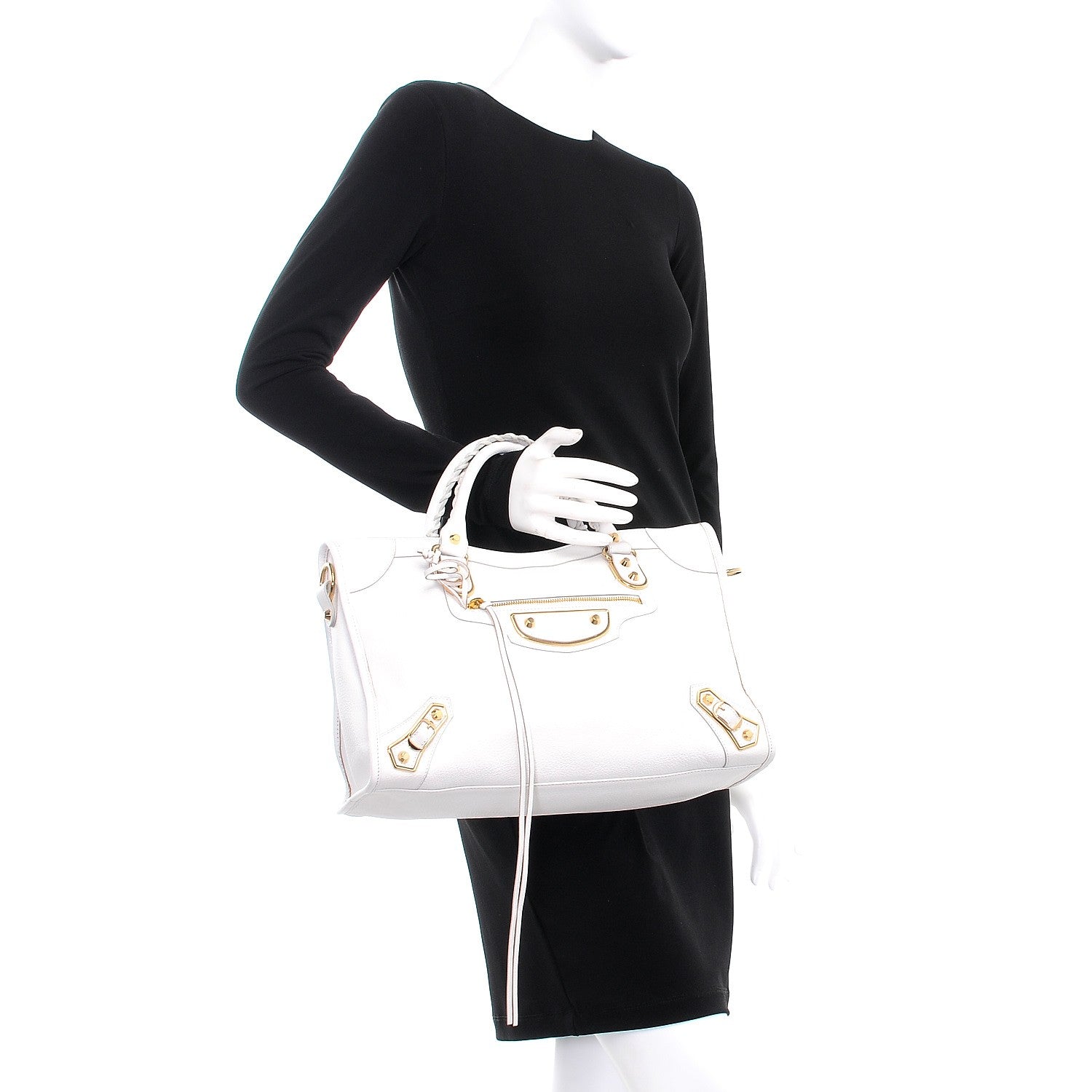 Balenciaga Chevre Gold Metallic Edge Hardware City White 3 of 8