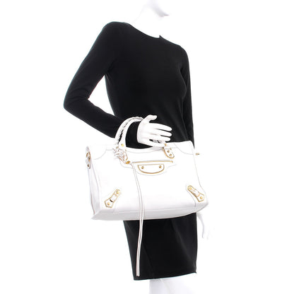 Balenciaga Chevre Gold Metallic Edge Hardware City White 3 of 8