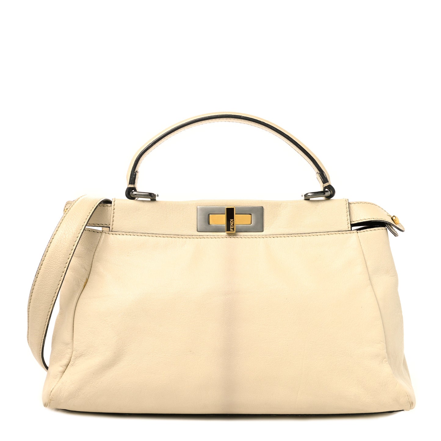 Goatskin Elaphe Medium Peekaboo Iconic Satchel Latte Natural